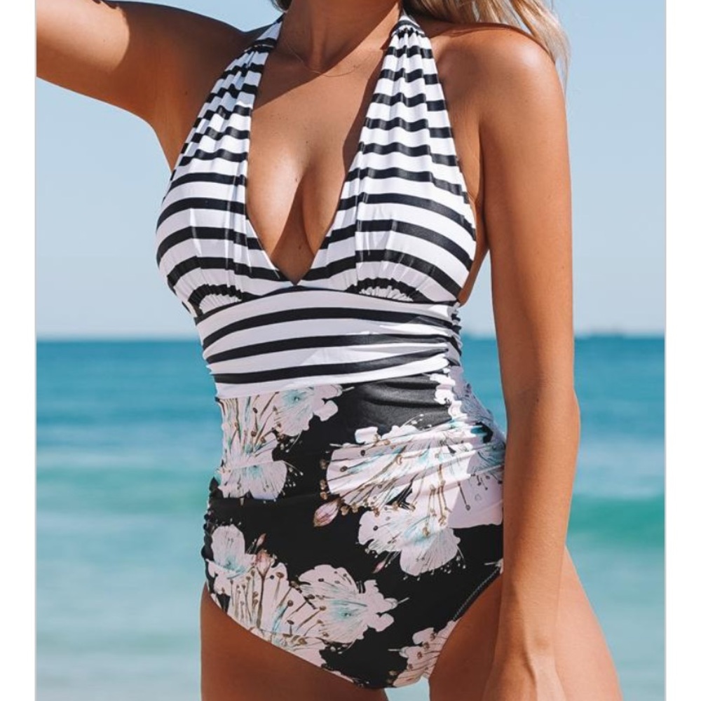 Beachsissi one piece halter bathing suit